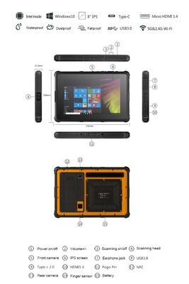 IP67 8 van de Duimtablet het Ruwe Leesbare 800×1280 Scherm van PC HD Sunglight